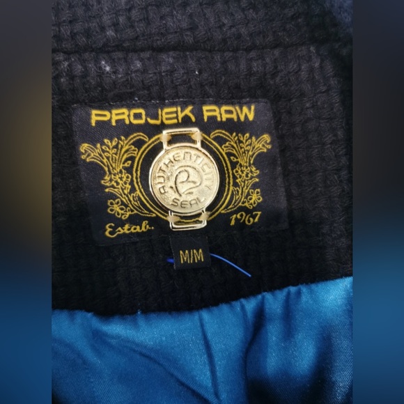 Projek Raw Vintage 50% Wool Black Dress Pea Coat Jacket - Picture 3 of 5